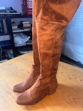 Katliu Over-the-Knee Suede Boots - Chestnut Brown